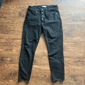 Loft Black Curvy Skinny Jeans, Frayed, 30 (10)
